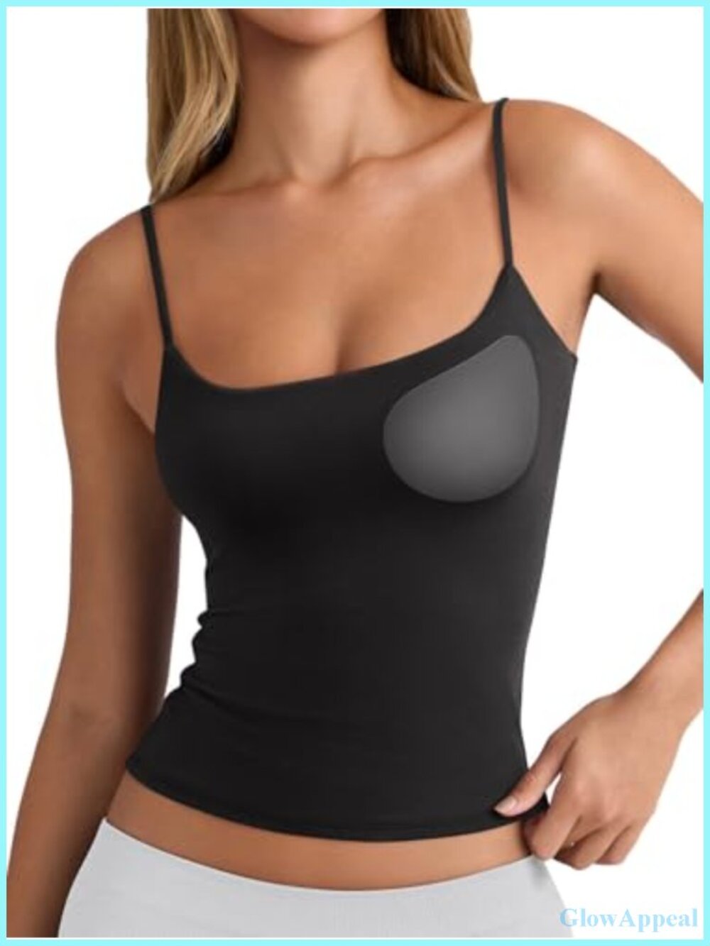 Women's Backless Tank Top Built-in Bra Double Lined Adjustable Spaghetti Strap